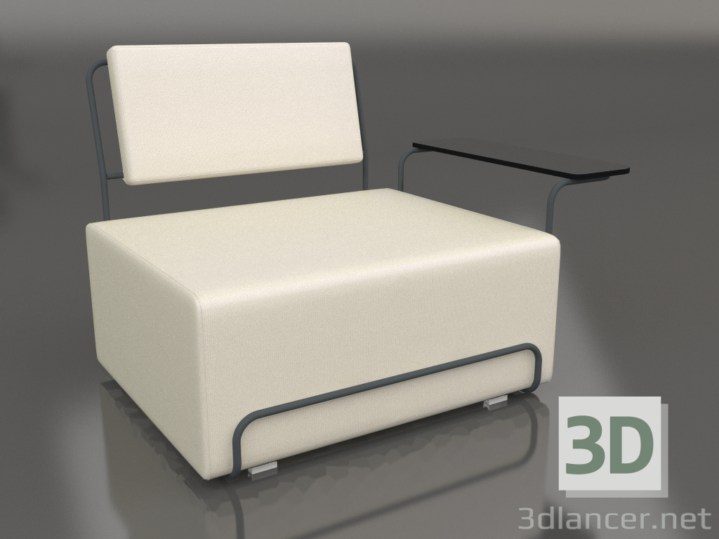 modèle 3D Chaise longue avec accoudoir droit (Anthracite) - preview