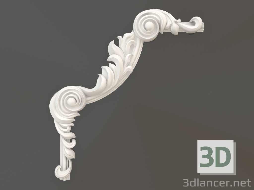 Modelo 3d Elemento de canto em gesso DELH 001-1A (349x314x30) - preview