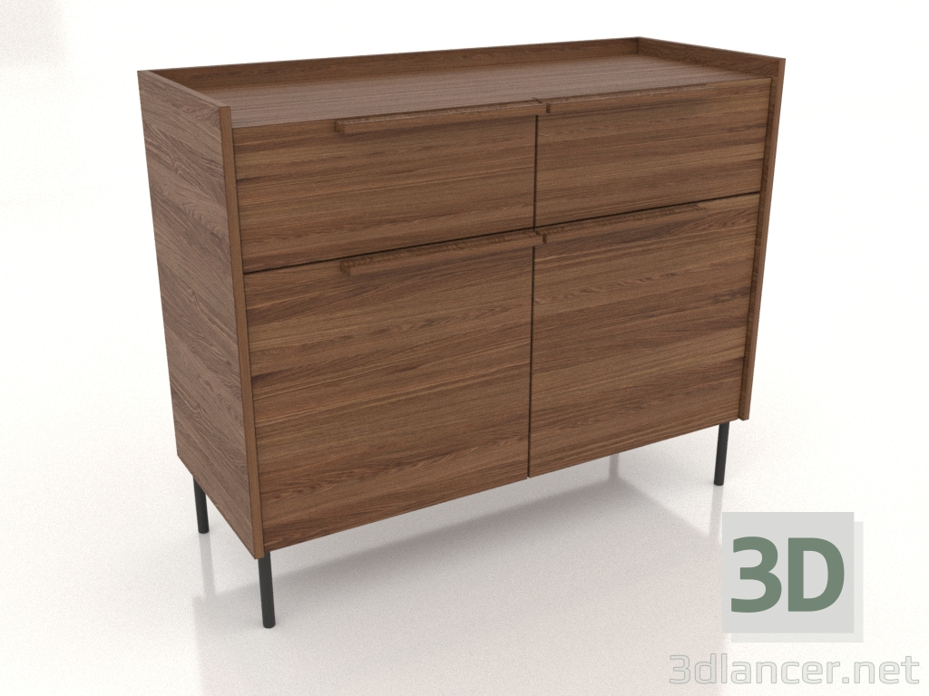 3D Modell Kommode 1000x400 mm (Nussbaum hell) - Vorschau