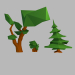 3d Spruce, bush and tree model buy - render