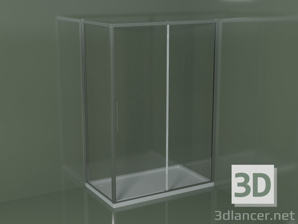 3d model Cabina de ducha corredera ZQ + ZF 140 para plato de ducha de esquina rectangular - vista previa