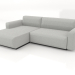 3d model Sofa-bed for 2 people extended left - preview