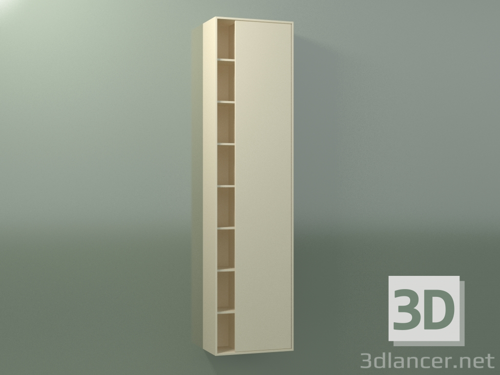 modèle 3D Élément mural avec 1 porte droite (8CUCFCD01, Bone C39, L 48, P 24, H 192 cm) - preview