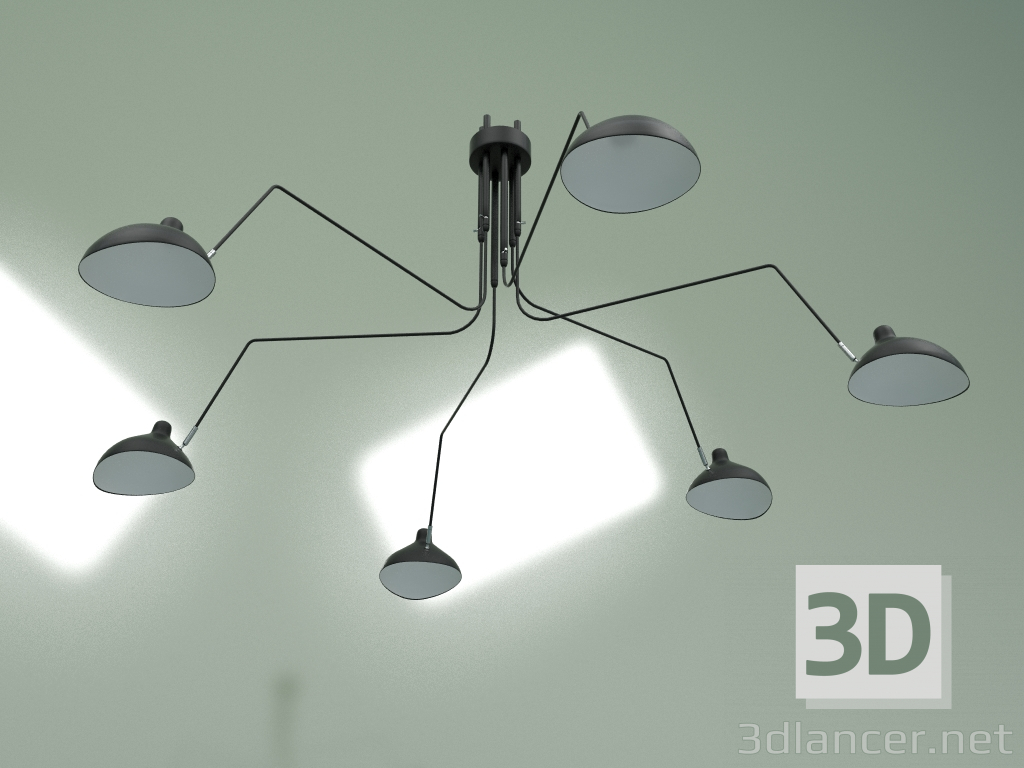 3d model Ceiling lamp Spider Mouille 6 lights (black) - preview