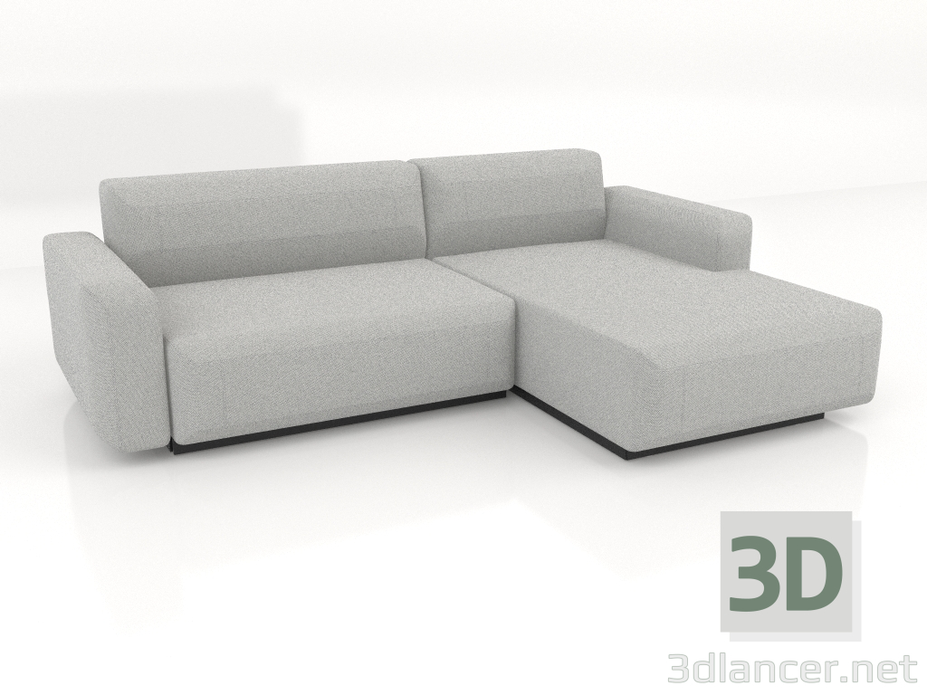 3d model Sofa-bed for 2 people extended right - preview