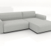 3d model Sofa-bed for 2 people extended right - preview