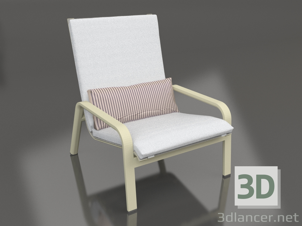 Modelo 3d Espreguiçadeira com encosto alto (Ouro) - preview