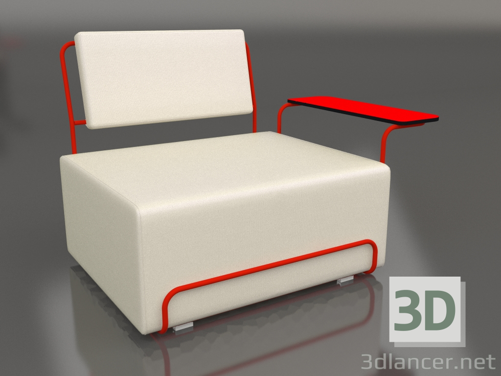 modello 3D Poltrona lounge con bracciolo destro (Rosso) - anteprima