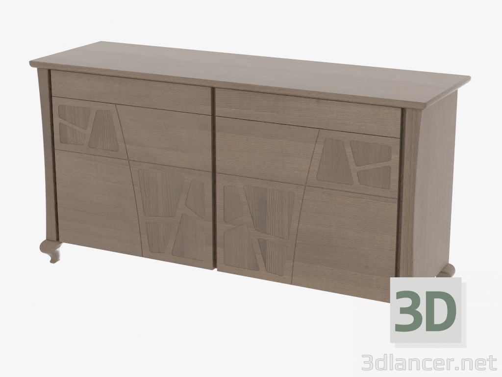 Modelo 3d Buffet 2 portas 2 gavetas na curva CR2MOLR pernas - preview