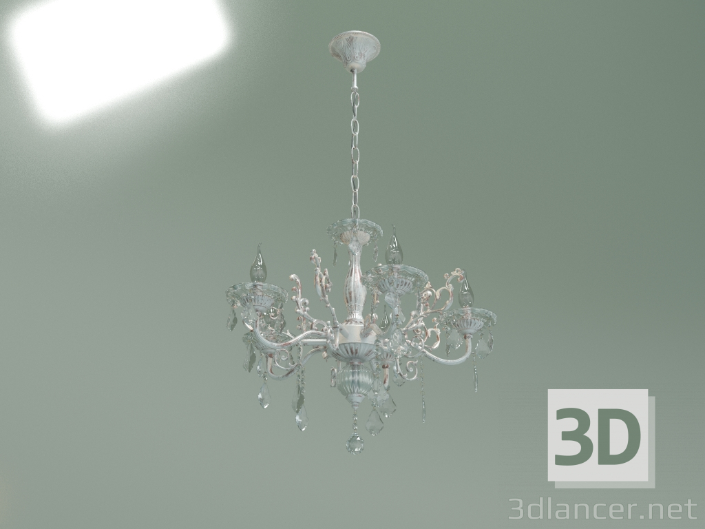 modèle 3D Lustre suspendu 3281-5 (blanc avec cristal Strotskis teinté or) - preview