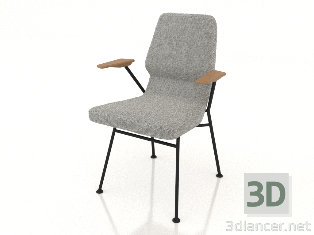 3d model Chair on metal legs D16 mm with armrests - preview