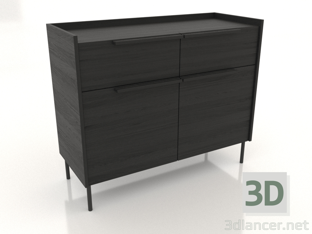 3D modeli Çekmeceli dolap 1000x400 mm (siyah RAL 9005) - önizleme