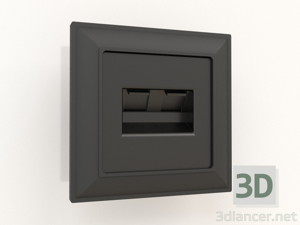 Modelo 3d Soquete Ethernet duplo RJ-45 (preto fosco) - preview