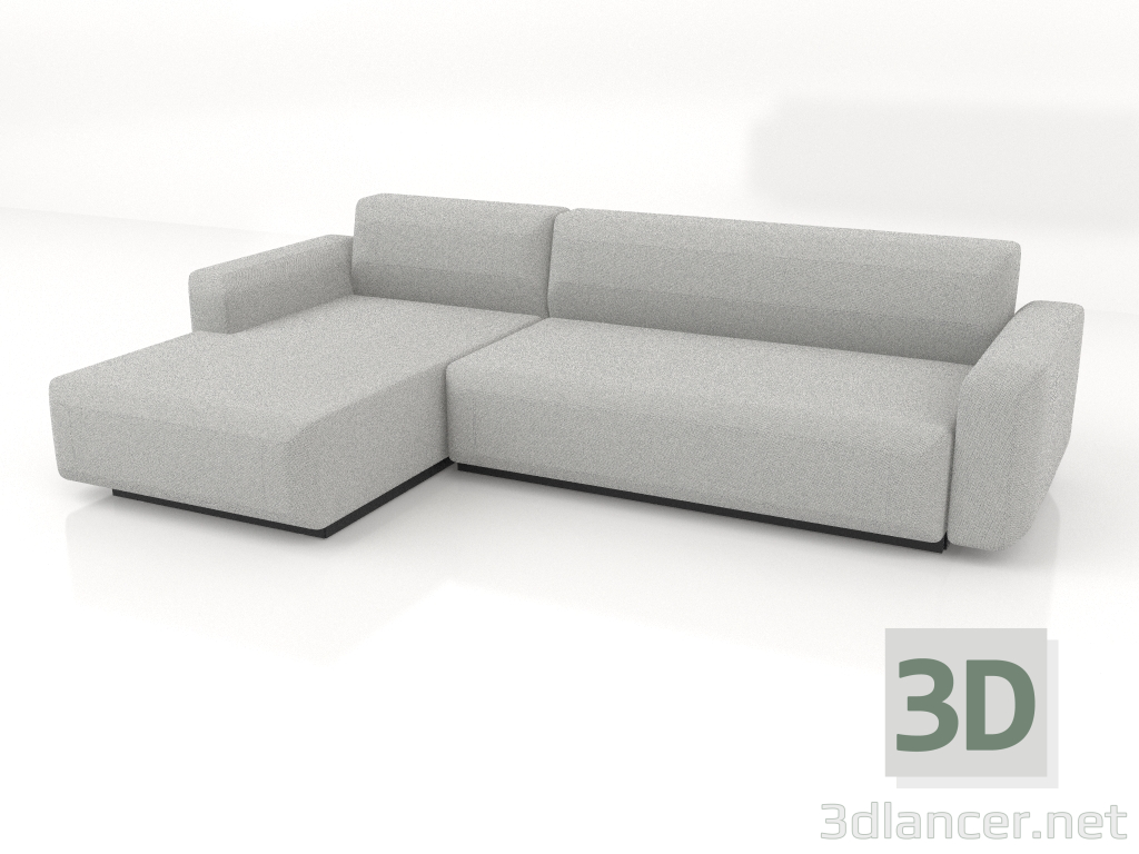 Modelo 3d Sofá-cama 2,5 lugares estendido à esquerda - preview