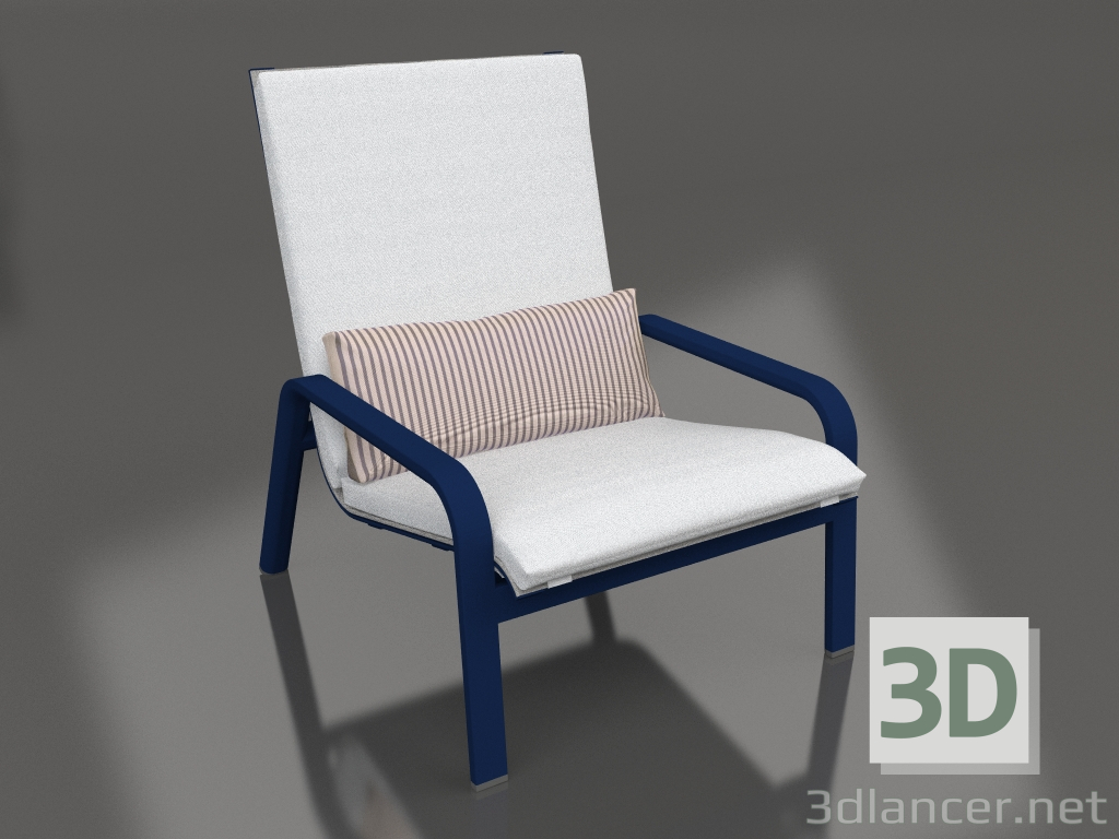 3d model Lounge chair with a high back (Night blue) - preview