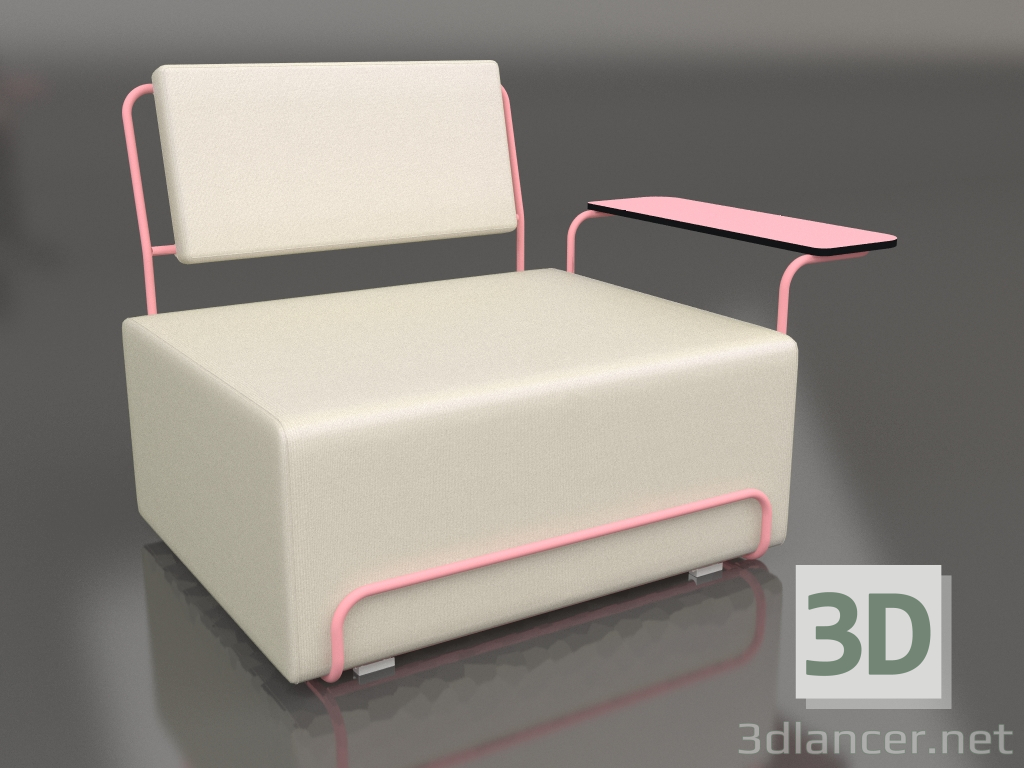 modello 3D Poltrona lounge con bracciolo destro (Rosa) - anteprima