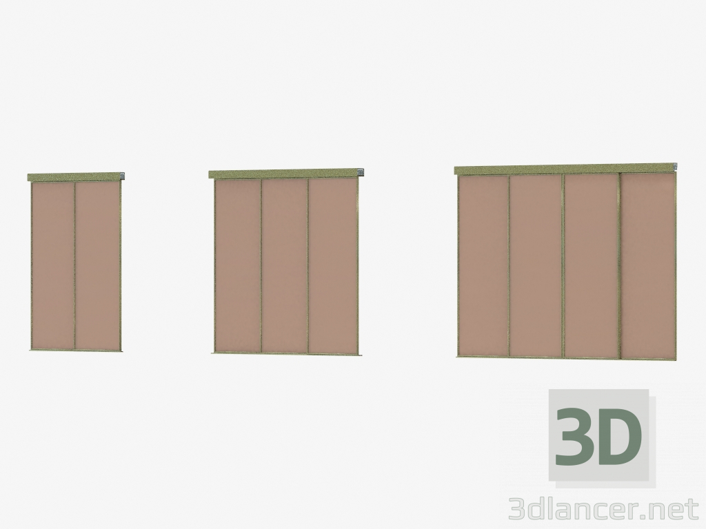 Modelo 3d Divisória do quarto do corredor A4 (luz do bronza do champane) - preview