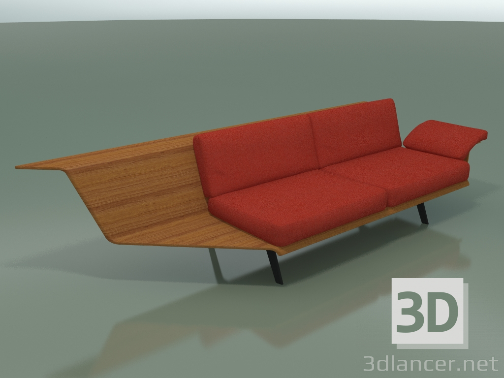 3D Modell Modul eckige Doppel Lounge 4406 (90 ° rechts, Teak-Effekt) - Vorschau