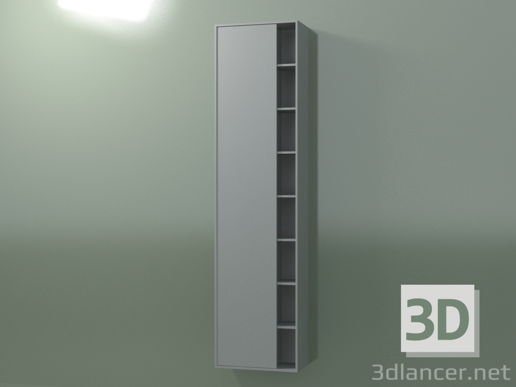 modèle 3D Armoire murale avec 1 porte gauche (8CUCFCS01, Gris Argent C35, L 48, P 24, H 192 cm) - preview