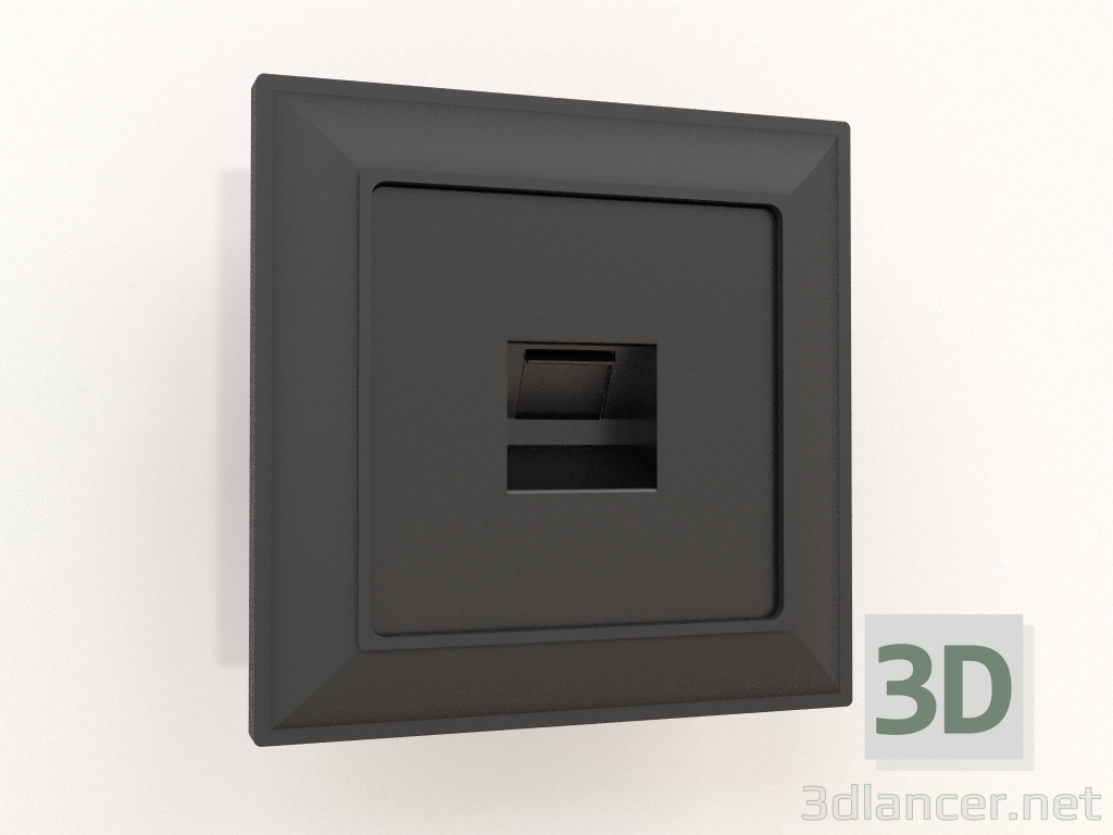 3d model Conector telefónico RJ-11 (negro mate) - vista previa