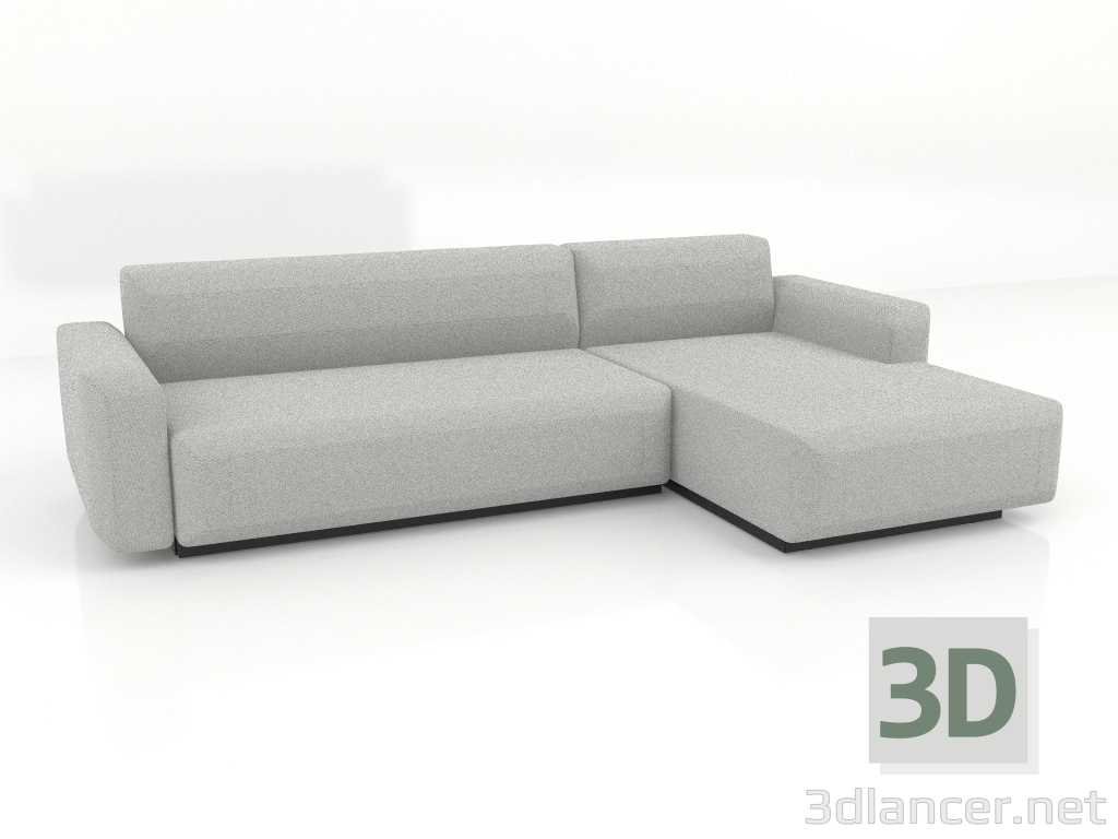 modello 3D Divano letto 2,5 posti allungato a destra - anteprima