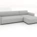 3d model Sofa-bed 2.5 seater extended right - preview