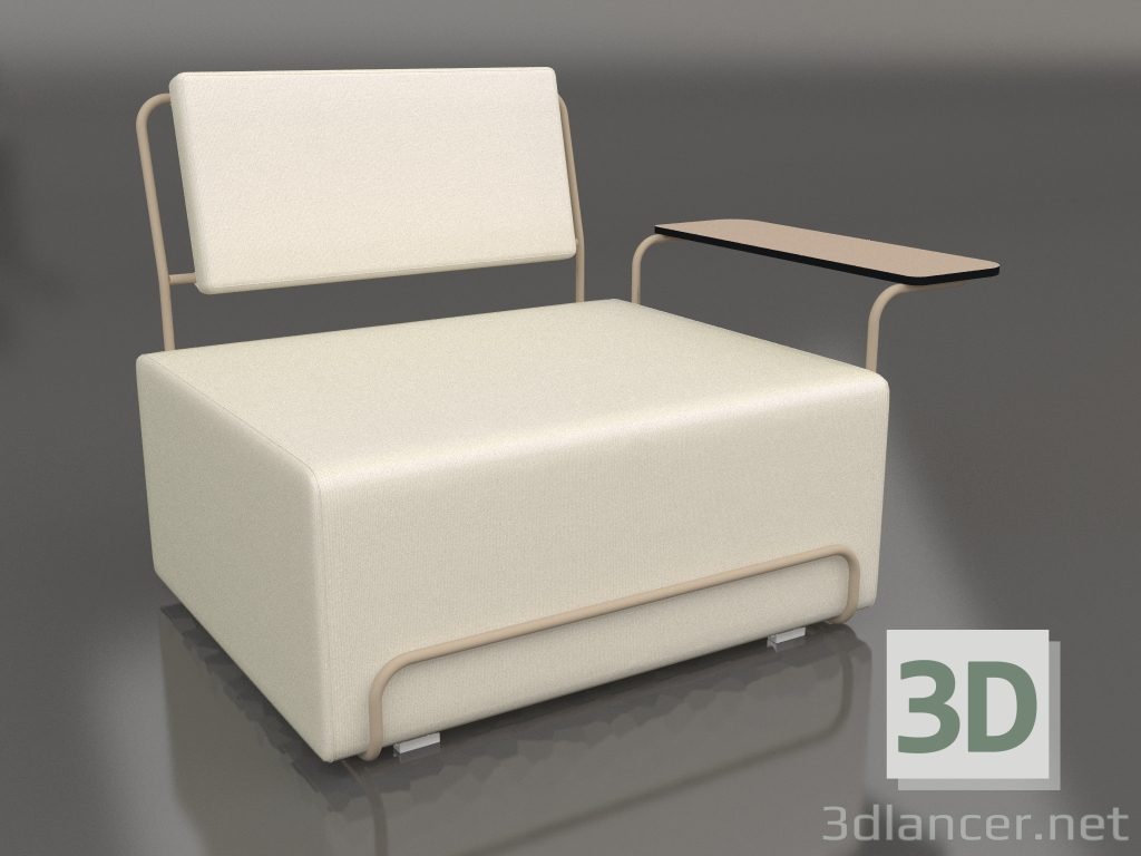 modèle 3D Chaise longue avec accoudoir droit (Sable) - preview