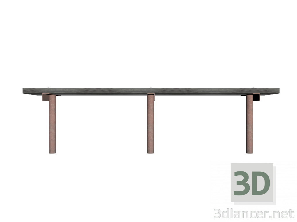 3d Bench Wooden Metal 01 model buy - render