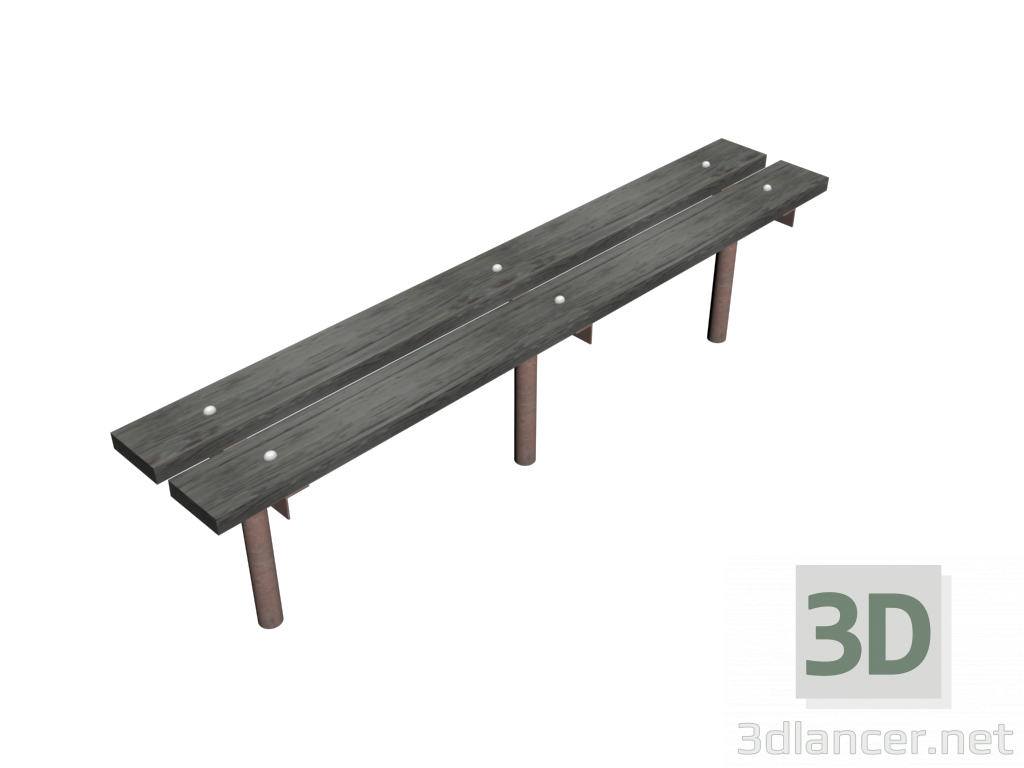 3d Bench Wooden Metal 01 model buy - render