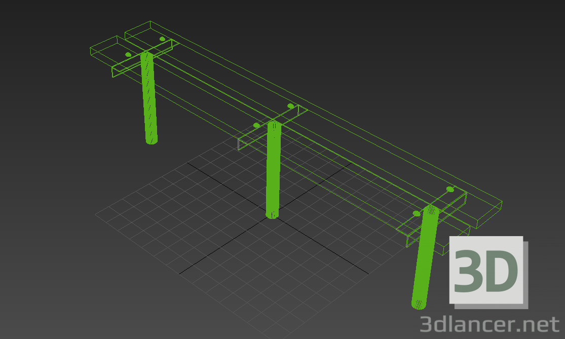 modèle 3D de Banc en bois métal 01 acheter - rendu