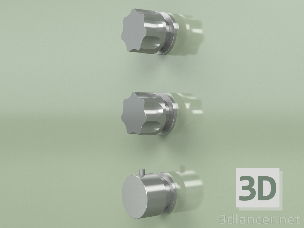 3D Modell Thermostatmischer mit 2 Absperrventilen (17 49 0, AS) - Vorschau