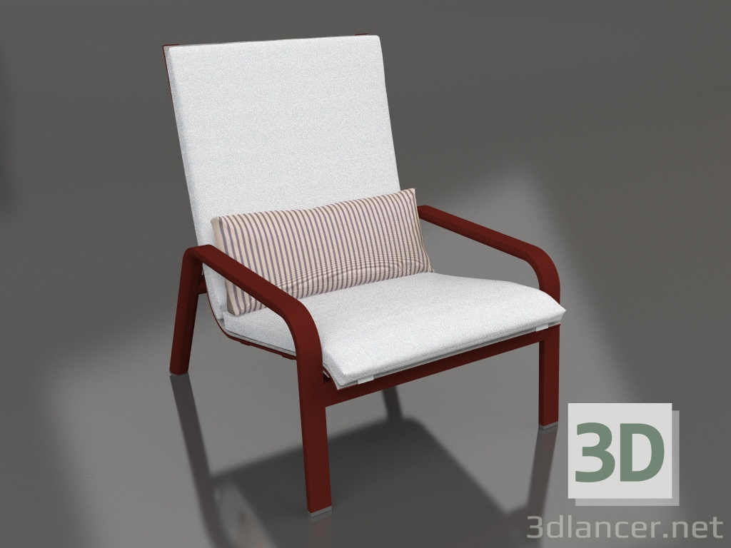 3D modeli Yüksek sırtlı şezlong (Şarap kırmızısı) - önizleme