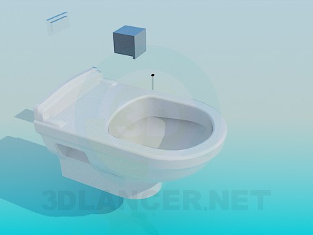 3D Modell Toilette mit Spülung Box integriert in Wand - Vorschau