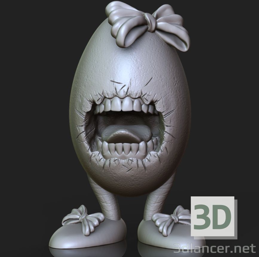 huevo con dientes 3D modelo Compro - render