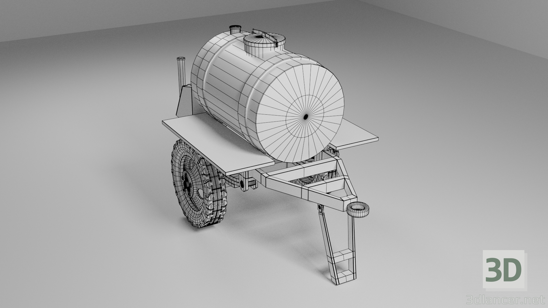 3D Varil römorku. Süt modeli satın - render