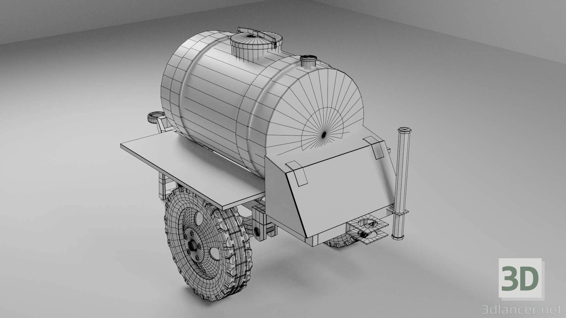 3D Varil römorku. Süt modeli satın - render