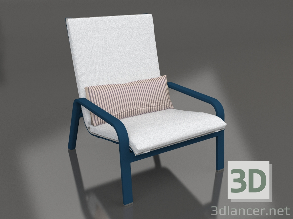 3d model Lounge chair with a high back (Grey blue) - preview