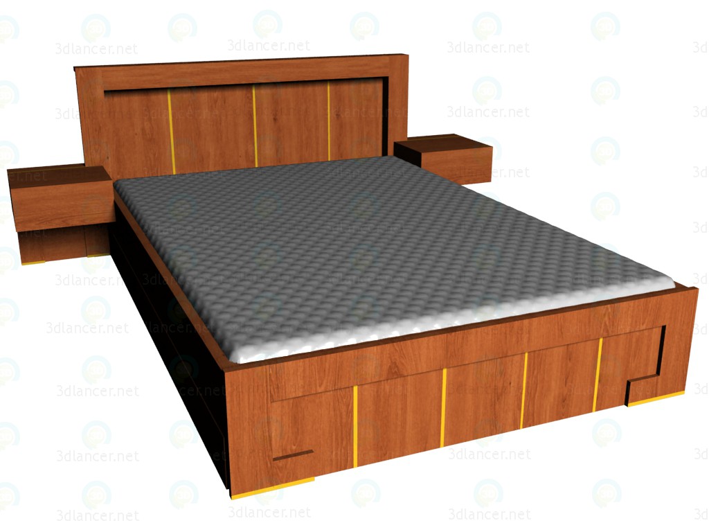 modello 3D Letto 140 x 200 - anteprima