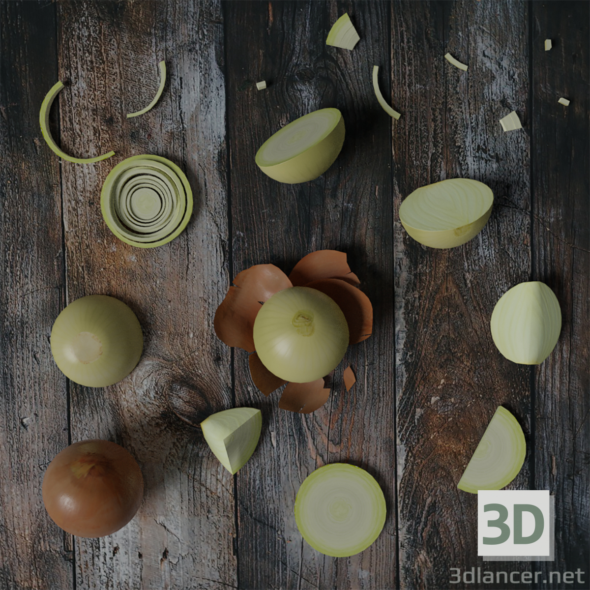 3d Low Poly Onion photorealistic 3d model scene model buy - render