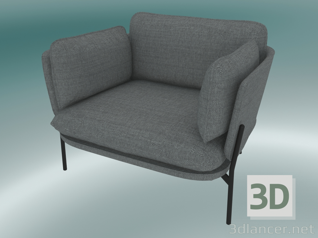 3d model Sillón Cloud (LN1, 84x100 N 75cm, patas negras cálidas, Hot Madison 724) - vista previa