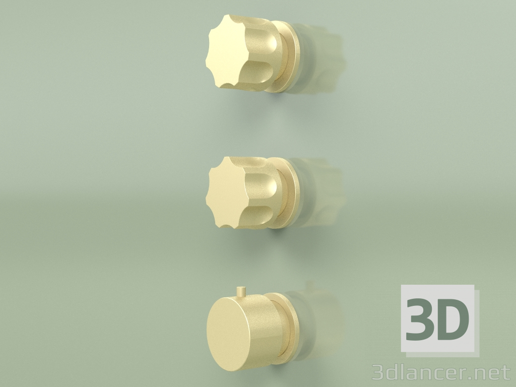 3d model Conjunto mezclador termostático con 2 llaves de paso (17 49 0, OC) - vista previa