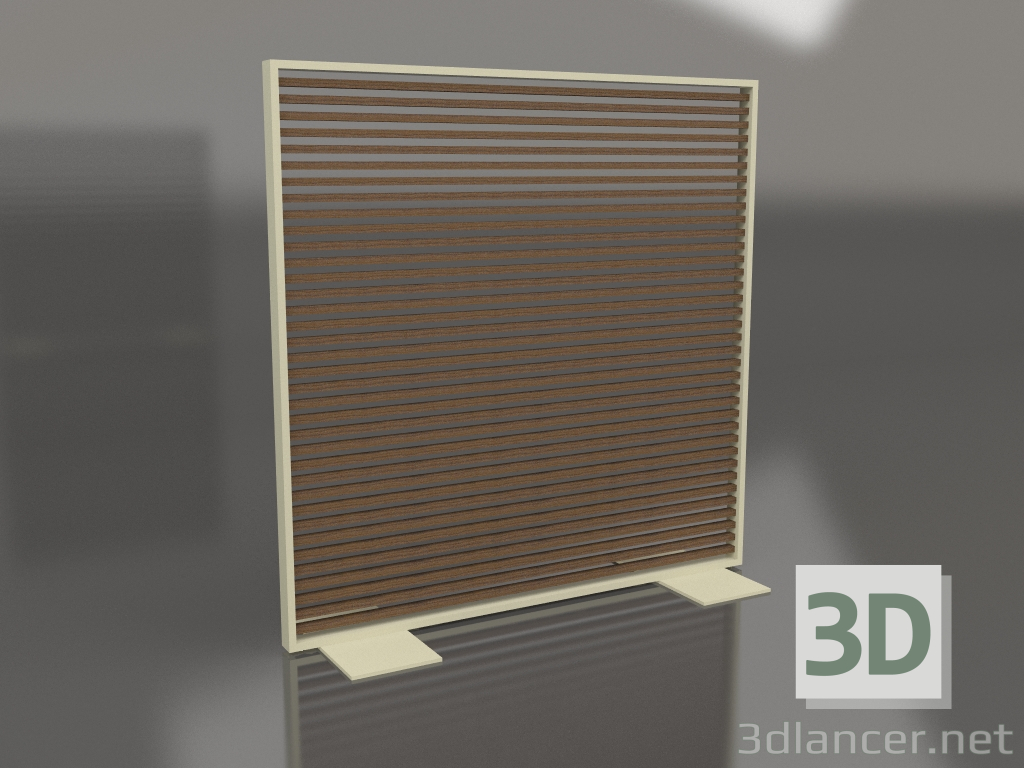 3d model Tabique de madera artificial y aluminio 150x150 (Teca, Oro) - vista previa