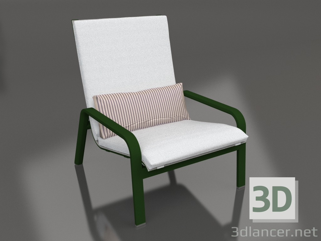 3d model Lounge chair with a high back (Bottle green) - preview