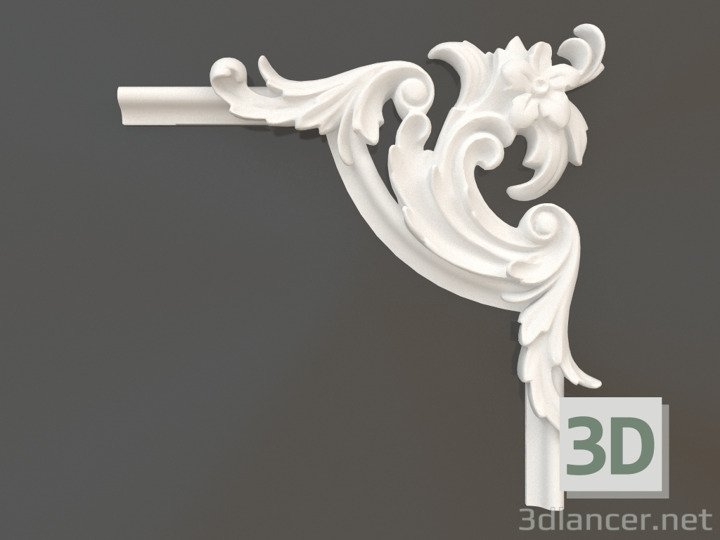 Modelo 3d Elemento de canto de gesso DELH 003 4-2B (288x288x33) - preview