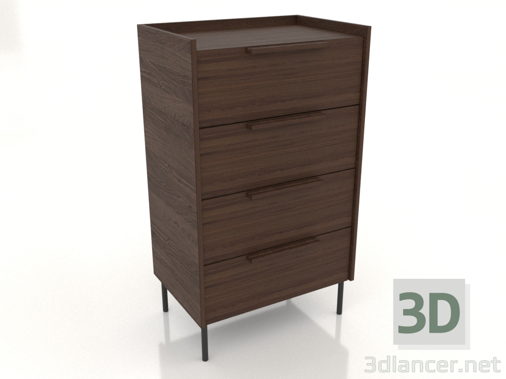 3D Modell Kommode 600 mm hoch (Walnuss dunkel) - Vorschau