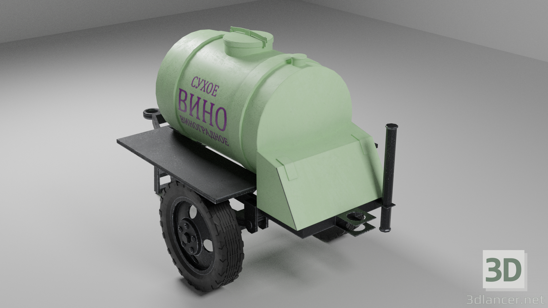 Remolque de barriles. Vino seco 3D modelo Compro - render