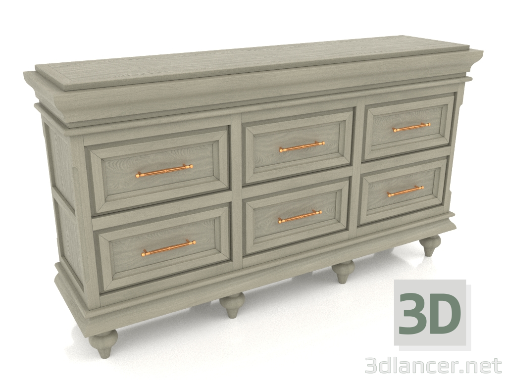 3d model Chest of drawers (3 sections) - preview