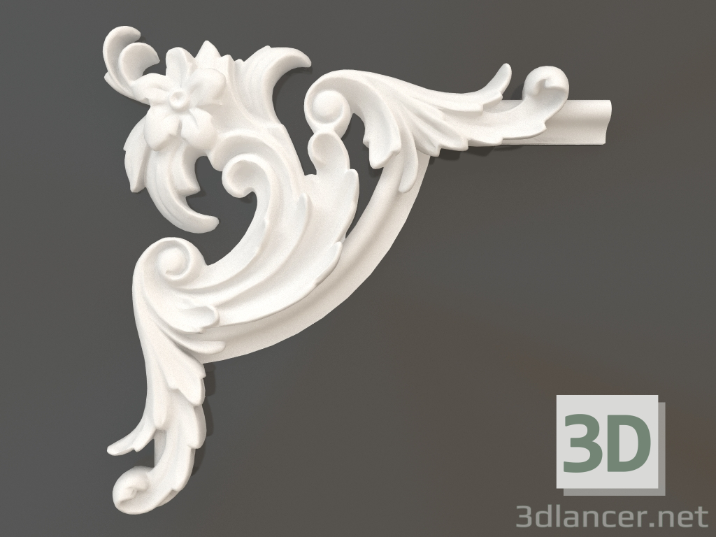 modèle 3D Elément d'angle en plâtre DELH 003 4-3A (244x255x33) - preview