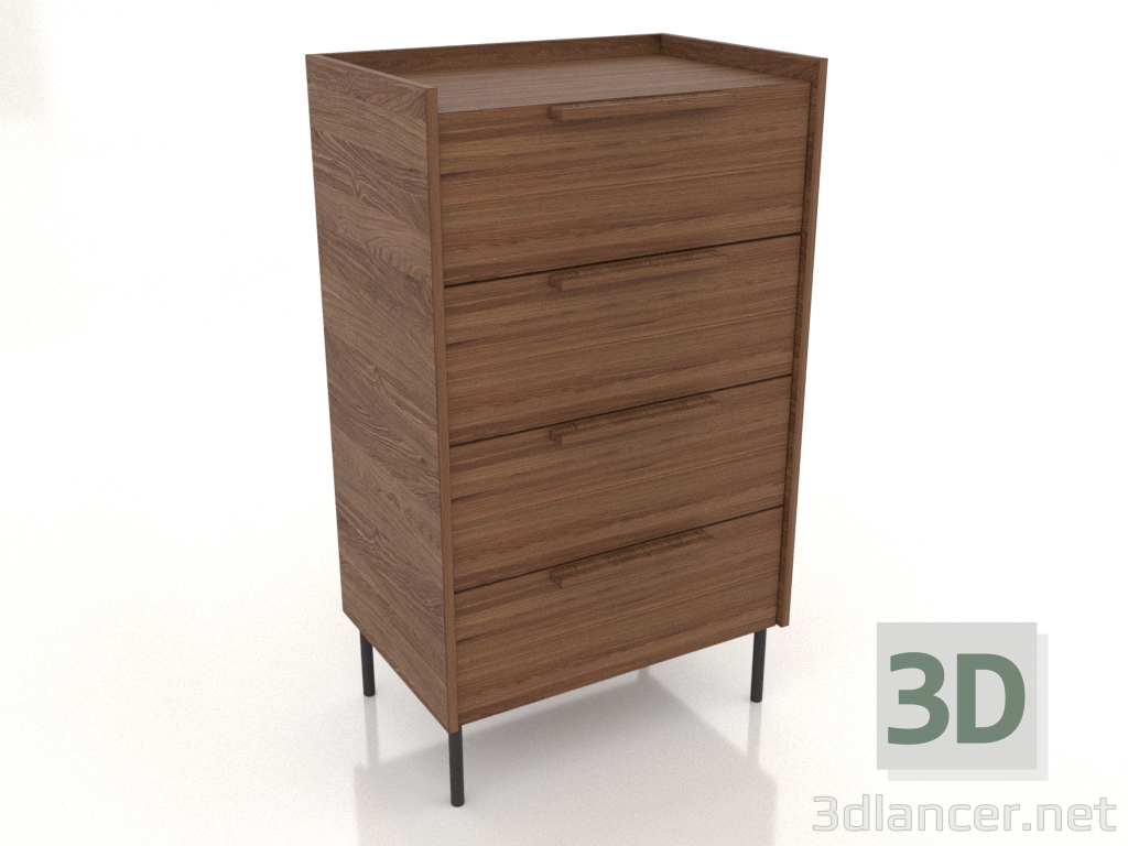 3D modeli 600 mm yüksekliğinde çekmeceli dolap (açık ceviz) - önizleme