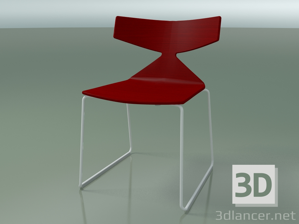 3D Modell Stapelbarer Stuhl 3702 (auf einem Schlitten, Rot, V12) - Vorschau